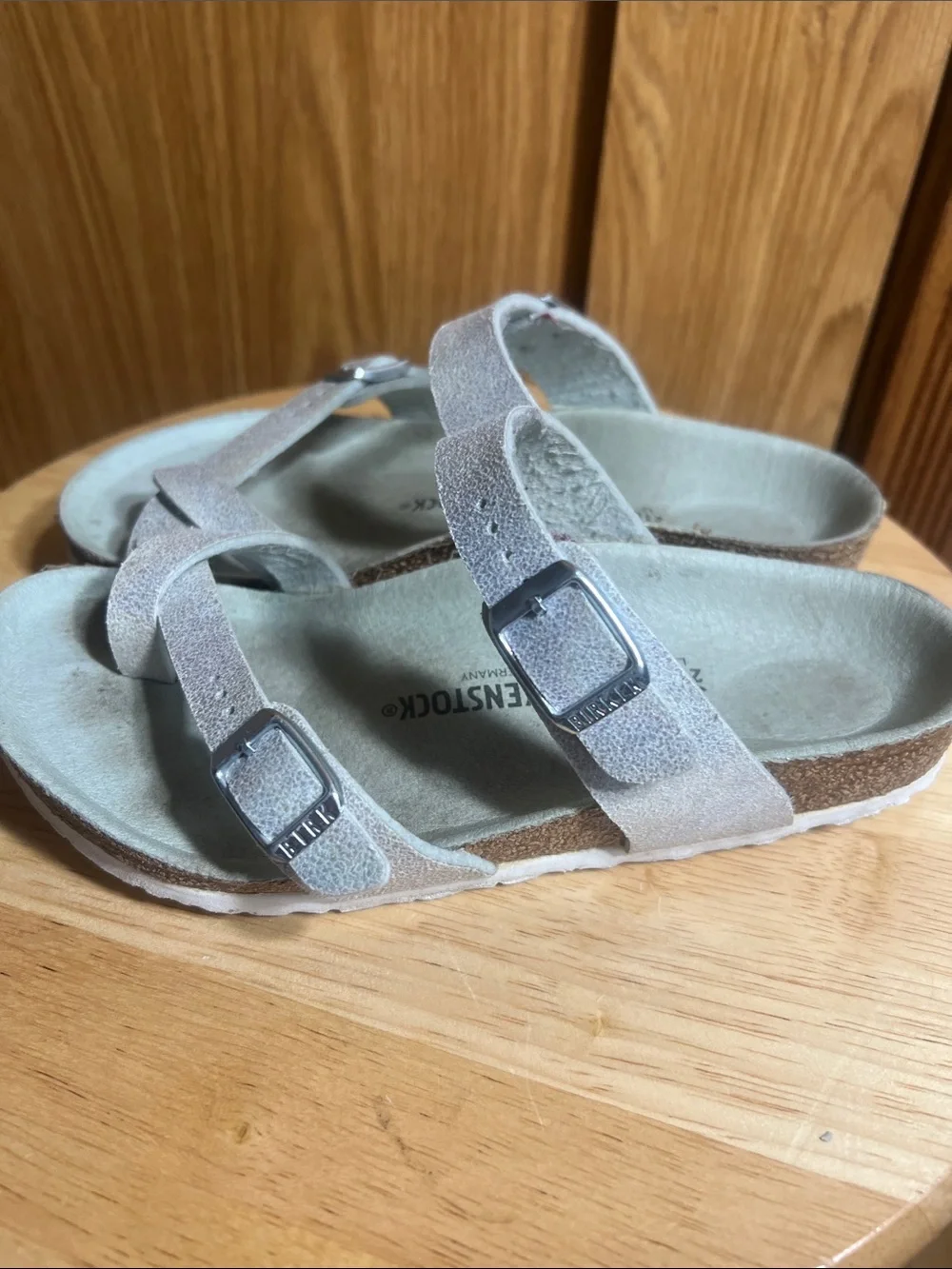 Birkenstock Kids Iridescent Light Silver Dual-Strap Sandals